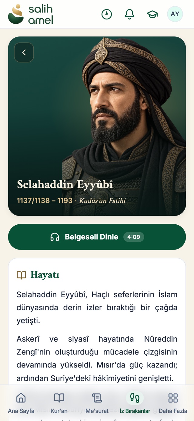 İz Bırakanlar: Selahaddin Eyyûbî sayfası